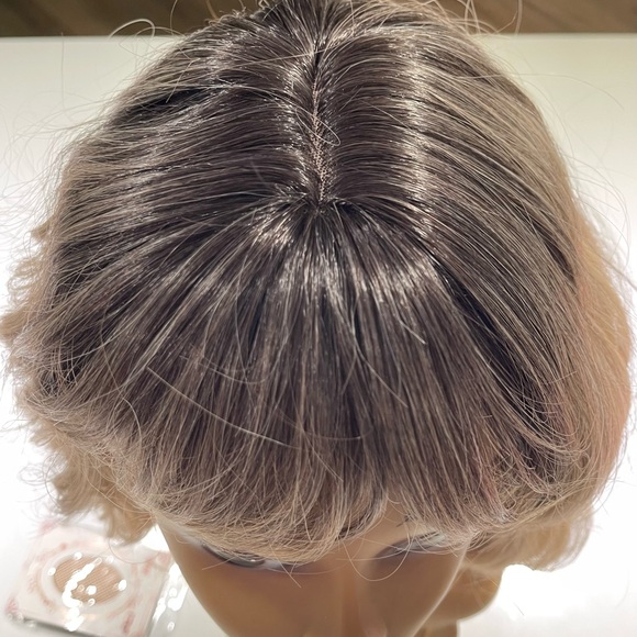 HAIR, 12” long, with bangs, crimped/wavy, dark gray to blonde ends - Picture 7 of 9